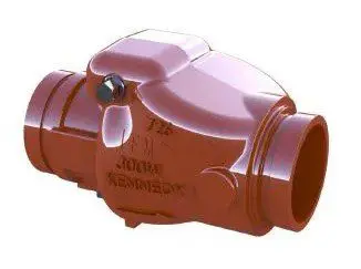 A red valve with a number on it