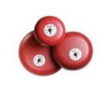 A group of three red balls sitting on top of each other.