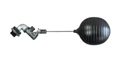 A black ball and a metal clamp on it