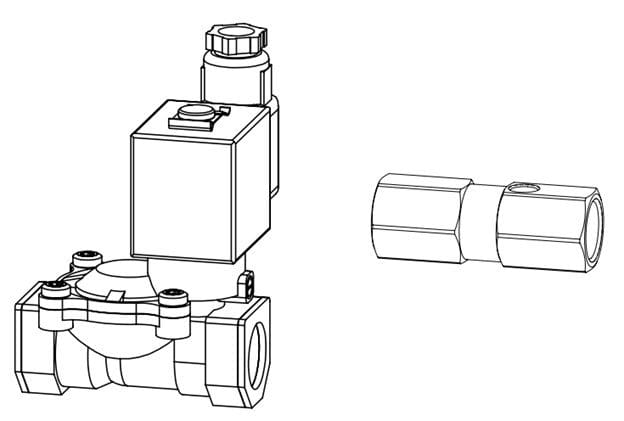 A drawing of the side and front view of a valve.