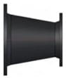 Black rectangular metal reducer pipe fitting.