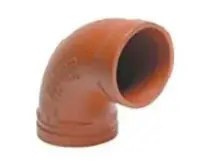 Orange 90-degree PVC pipe elbow.