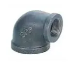 Black iron 90 degree pipe elbow fitting.