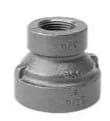 A grey metal pipe reducer fitting.