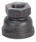 Black malleable iron pipe fitting.