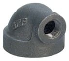 Gray metal pipe fitting with threads.