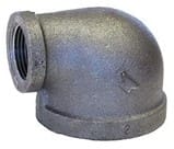 Black iron 90 degree elbow pipe fitting.