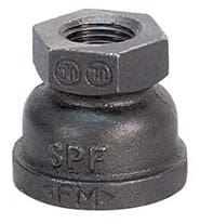 Black iron pipe fitting with threads.