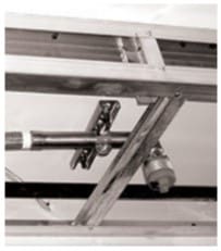 Close-up of a scissor lift mechanism.