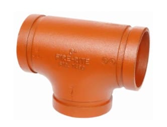 Orange cast iron pipe tee fitting.