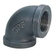 Black iron 90 degree pipe fitting.