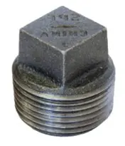 Square threaded metal plug for pipe.