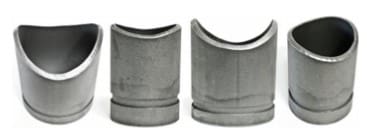 Four metal cups with a u-shaped opening.