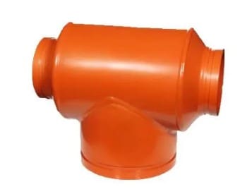 Orange T-shaped duct for ventilation system.