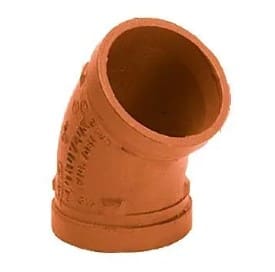 Orange PVC pipe elbow fitting.