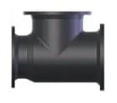 Black plastic pipe reducer tee fitting.