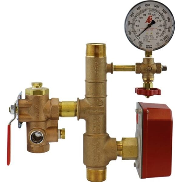 Brass water pressure regulator system.