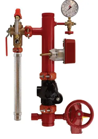 Red fire sprinkler system with gauge