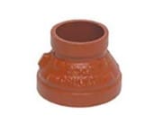 A red clay pipe reducer fitting.