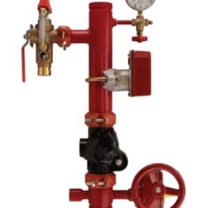 Fire sprinkler system with pressure gauge.