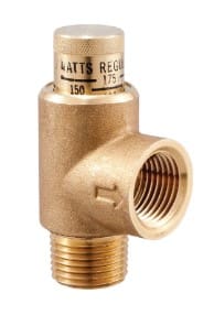 Brass pressure relief valve with gauge.