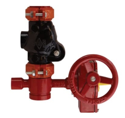 Red and black fire sprinkler valve.