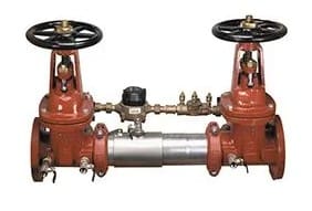 Double check valve with pressure gauge.