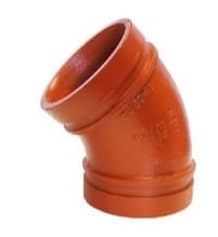 Orange PVC pipe elbow fitting.