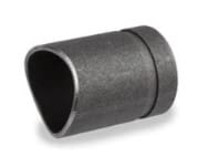 Black metal pipe fitting with a groove.