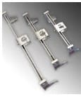 Three silver metal bars with adjustable clamps.