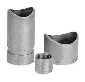 Three metal pipe fittings with different sizes.