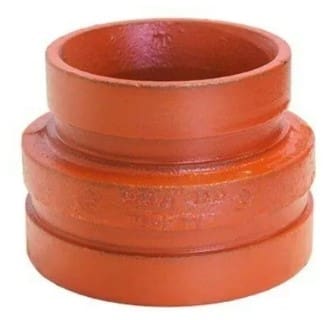 Orange cast iron pipe reducer fitting.