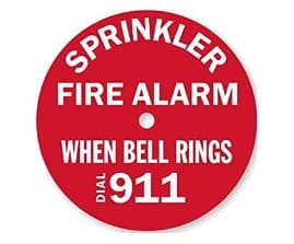 Red fire alarm sticker with 911.