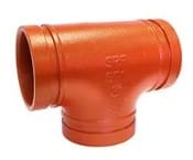 Orange plastic pipe tee fitting.