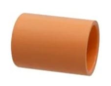 Orange PVC pipe coupling for plumbing.