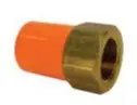 Orange and brass plumbing connector.