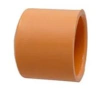 Orange plastic pipe coupling for plumbing.