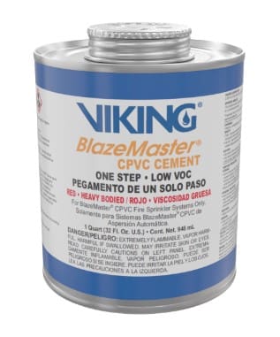 A can of Viking BlazeMaster CPVC cement.